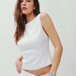 Reformation Marleigh Linen Top White - Size 4